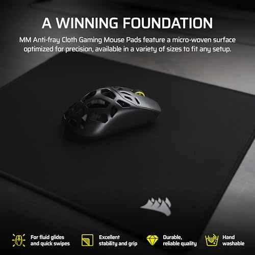 Image of Corsair MM Anti-Fray Cloth Gaming Mouse Pad - XXL (930 x 400mm), Precision Micro-Woven Surface, Non-Slip Natural Rubber Base, Stitched Edges - Black