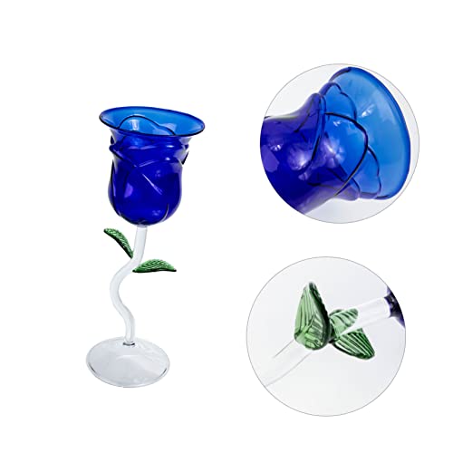 Verre à cocktail en forme de rose bleu transparent pour vos soirées - 8