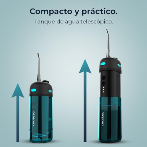 Cecotec Irrigador Bucal de Viaje Compacto y Ligero ToothCare Jet Clean Splash. Irrigador Dental con 3 Modos, 8 Intensidades, Capacidad 150ml, IPX7, Incluye 3 Boquillas Intercambiables - imagen 3