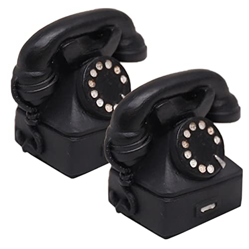 Teléfono de disco retro vintage HOMSFOU 2 piezas miniatura 1