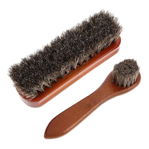 BESTYASH 2 Piezas De Cepillo De Pelo De Caballo De Madera Kit De Cepillo para Zapatos Limpiador De Botas Kit De Limpieza De Botas Cepillo para Pulir Botas Cepillo para Pulir Zapatos