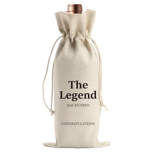 Retirement Wine Gift Bag Retired Gifts for Women Men Farewell Going Away Gifts for Mom Dad Boss Teacher Nurse Friends Coworker Colleague The Legend Has Retired Wine Bags for Wine Bottles Gifts