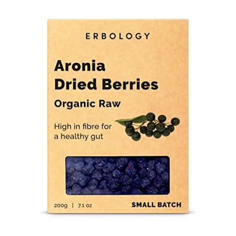 100% Organic Dried Aronia Berries 200g - Rich in Antioxidant Anthocyanins and Vitamin C - Sustainably Straight from Farm in Europe - Non-GMO - Recyclable Packaging Cover