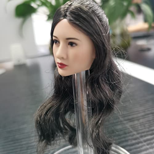 Image of 1 /6 Scale Female Head Sculpt,Asian Girl Planted Hair Head Carved for 12inch Female Action Figure Body Collectible