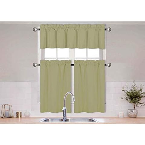Home Collection Sage Green Kitchen Curtains Cover