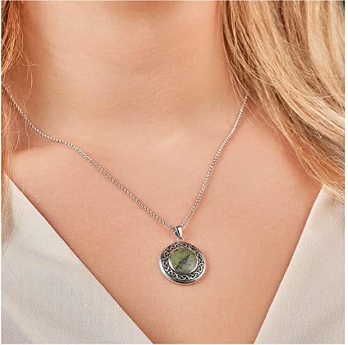 Biddy Murphy 925 Sterling Silver Celtic Weave Connemara Marble Pendant Necklace for Women, Black Patina Detail, 7/8", 18" Inch, Traditional Irish Jewelry, Imported from Ireland4