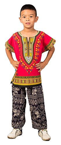LOFBAZ African Dashiki Shirt for Kids Girls Boys Unisex Clothes Print T-Shirts Little Baby Toddler Dress Up Clothing Magenta 3-6M