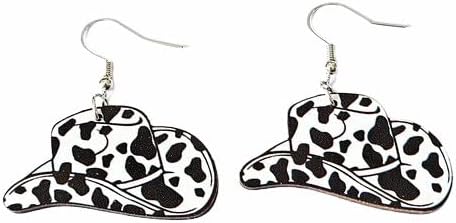 Cowboy Boots Earrings for Women Cow Print Cowboy Hat Earrings Funny Cow Shaped Lightweight Western Dangle Earring for Women Halloween Costume Accessories Jewelry Gifts image 3