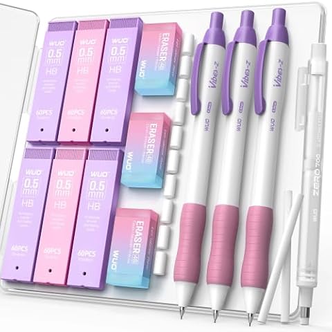 WUO 0.5 mm Cute Metal Mechanical Pencils for School, 3-Pack with Case — $9.99 (23% off)