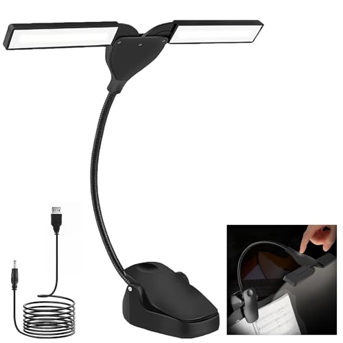 HT YUNJLI 28 LEDs luce da lettura Pinza Dual Head, lampada da lettura ricaricabile USB con 3 livelli di luminosità, 360°Flessibile, lampada da libro per leggere letto senza fili per Lettori e Bambini