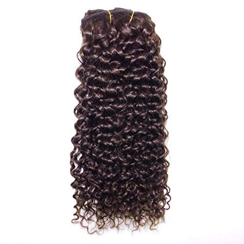 Vivia Bella Afro Curly Human Hair Extensions Clip in on Jerry Curly Hair 100% Real Remy Hair Virgin Human Hair 7 Pieces 28 Clips Double Weft(80g 12" 2#)