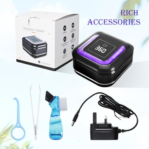 Ultraschallreinigungsgerät für Zahnersatz,43000Hz UV Ultraschallreiniger, 180ML Ultraschallreinigungsgerät Brille 2 Modi für Zahnprothesen, Aligner, Retainer, Mundschutz, Schmuck, Whitening Trays
