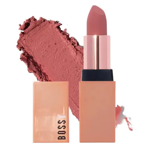 Bossy Cosmetics Vegan Lipstick Matte, Long Lasting, Hydrating Lip Stick with Vitamin E and Watermelon Seed Oil, Paraben and Cruelty Free (Sophisticated - Pink with Purple Hue Color)