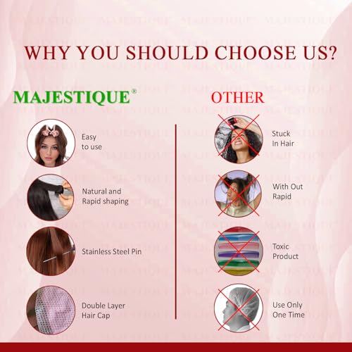 Image of Majestique Hair Curler Roller Kit with Reusable Shower Head Cap - Hair Roller Curler for Volume & Styling | Velcro Hair Rollers with Tail Comb & Clips | Heatless Hair Curler Set for Women | Hair Styling Tools 8Pcs Multicolour
