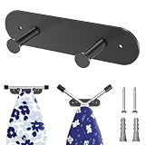 Soporte de Pared para Tabla de Planchar, Soporte para Tabla de Planchar con Ganchos extraíbles, Gancho para Tablas de Hierro para Salas de lavandería, Gancho para Pared para Patas en Y o T (Negro)