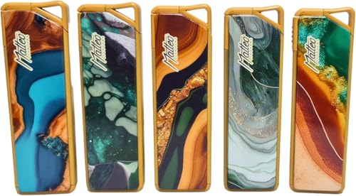 SMART N PRICE 5x Jet Flame Windproof Lighters with Key Chain Holder – Refillable Butane Gas Torch | Electronic Ignition | Dustproof Design | Ideal for BBQ, Camping, Kitchen & Outdoor Use (Slim Waves)