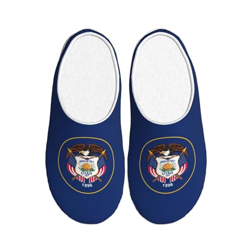 Cozy Utah Flag print Slippers Indoor and Outdoor Fuzzy House Shoes Anti-Skid Sole Gifts for Women Indoor Scuff