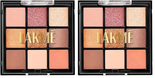 Image of LAKME 9 in 1 Eyeshadow Palette, Sunkissed, 11.7g, for Captivating Eye Looks, with One-Stroke Payoff & Smooth Texture, Matte Shimmer and Metallic, Blendable & Buildable, for Women (Pack of 2)