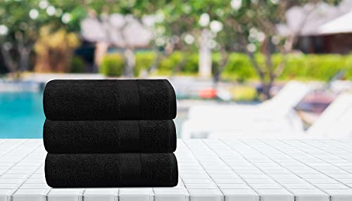 Monark Linen Bath Towel Black 24X48 Pack Of 6 Bath Towel Set, Cotton Terry Towels For Bathroom, Quick Dry, Lightweight, Highly Absorbent, Soft Feel, Pool, Spa, Gym, Hand Towel For Daily Use #TOP4