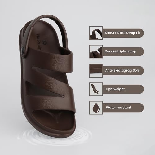 Image of NoStrain Men's Waterproof Sandals with Back Strap | Casual Floater Sandals for Man | Soft, Lightweight Slip On Slippers for Men | Comfortable Daily Wear