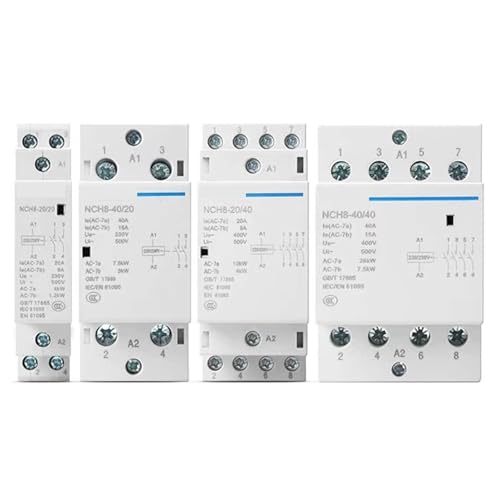 Contacteur rail DIN NCH8 25A relais inverseur 1NO 1NC pour tableau 220V