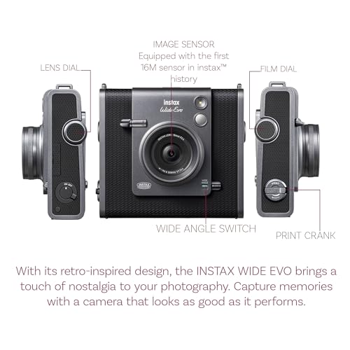 Image of Fujifilm Instax Wide Evo Hybrid Instant Film Camera (16840957) Bundle with 32GB Memory Card + Padded Case + Cleaning Kit + More