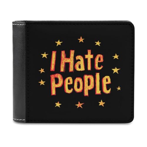 I Hate People Slim Bifold Wallets Fashion Credit Card Holder Wallet Unisex Purse Travel