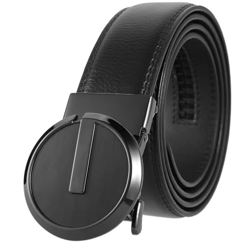 Ratchet Leather Belt for Men Designer Belts for Men with Automatic Buckle Alloy,Trend Fashion with Gift Box