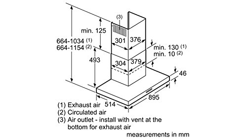 Image of Bosch DEE936BIN Wall Mounted Chimney Hood (90 cm)