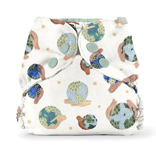 Image of Esembly Cloth Diaper Cover - Reusable Swim Diaper, Waterproof, Breathable - Adjustable Outer Layer Over Absorbent Inner for Blowout Protection - Our Earth, Size 1 (7-17lbs)
