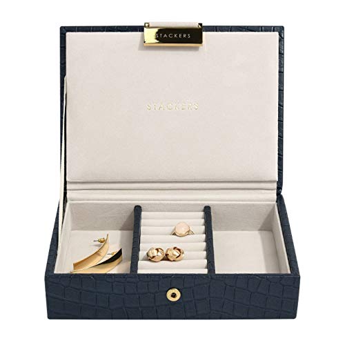Stackers Croc - Mini Tapa para joyero, Piel sintética, Azul Marino, Small