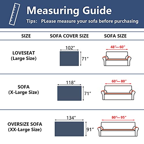 Meetsky Sectional Sofa Cover Couch Cover L Shape, Slipcover For Reclining Couch 3 Seat, Living Room Decoration Cotton Polyester Blend Thick Soft Throw Cover, 71" X 118", X-Large, Navy Blue #TOP6