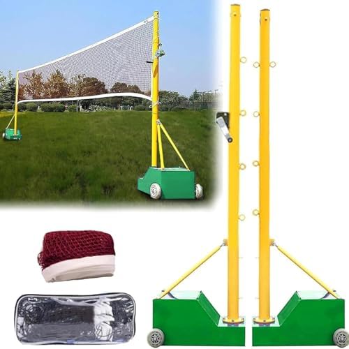 Portable Volleyball and Badminton Net Stand, 2-in-1 Mobile Net Set for Easy Movement, Ideal for Tennis, Volleyball & Badminton Training - Blue