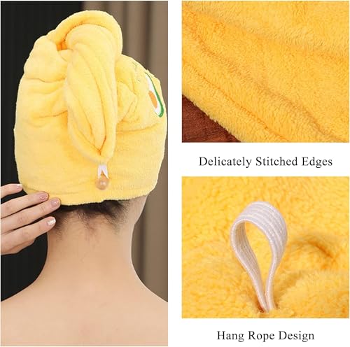 Image of DIVYAM Microfiber Hair Towel Wrap for Women Set of 3 | Quick-Dry Soft Hair Drying Cap with Elastic Loop | Lightweight Magic Head Wrap for Long, Curly & Wet Hair