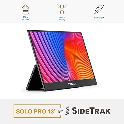 Image of SideTrak Solo Pro 13' Freestanding Portable Monitor | 1080p LED .04' Thin | Kickstand | 10ms Response Time | 60Hz Refresh Rate | USB-C, Mini HD | 1.3 lbs. Travel Monitor