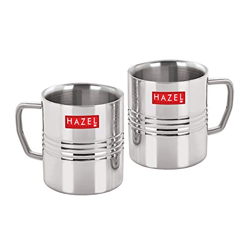 Image of HAZEL Stainless Steel Green Tea Coffee Amrapali Mug, Set of 2, 300 ml (Each)
