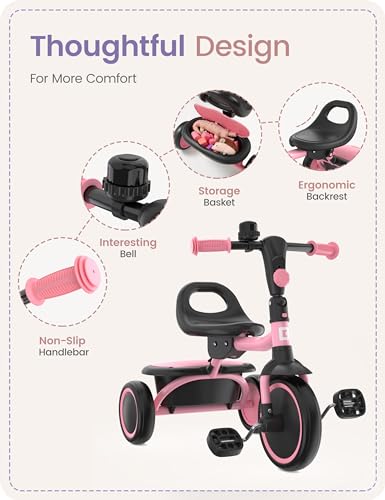 Besrey KSE05 Toddler Tricycle With Bell, Kids Tricycle Age 18 Months To 5 Years, Kids Trikes, Toddler Bikes For 1-3 Year Olds thumb #5