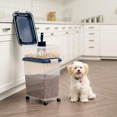 IRIS-USA-30-lbs-11-lbs-Combo-Airtight-Dog-Food-Storage-Container-Stackable-Treat-Box-2-Cup-Scoop-Wheels-Keep-Fresh-Easy-Mobility-Navy - Cucciolini Doodles   IRIS-USA-30-lbs-11-lbs-Combo-Airtight-Dog-Food-Storage-Container-Stackable-Treat-Box-2-Cup-Scoop-Wheels-Keep-Fresh-Easy-Mobility-Navy