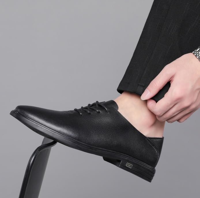 Mens All-Day Comfort Oxford Shoes Genuine Leather Lace-Up Weeding Prom Derby Shoes Comfortable Non-Slip Low Top Work Dress Shoes4