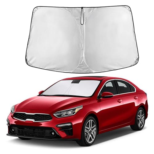 Image of Autovir Windshield Sun Shade Fit for 2019-2024 2025 2026 Kia Fit Forte Sunshade, Front Car Window Shades Sun Visor, Blocks UV Rays & Heat, Car Accessories