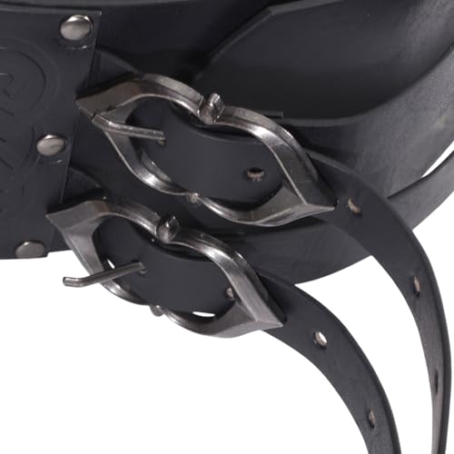 Medieval Wide Belt Viking Faux Leather Armor Knight Waist Belts Wide Embossed Buckle Corset Belts for LARP Halloween Cosplay Christmas Costume Black4