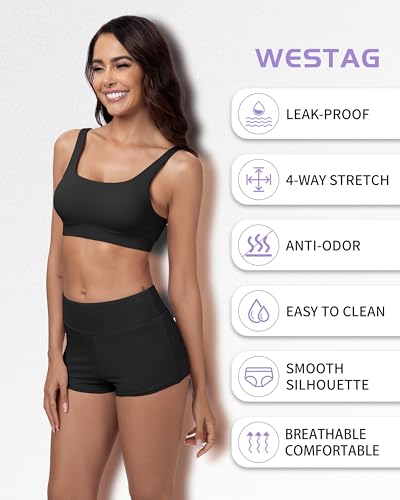 Period Swim Shorts Mid Waisted Period Swimwear Bikini Bottoms Menstrual Leakproof Swimsuit Board Bottom for Teens3