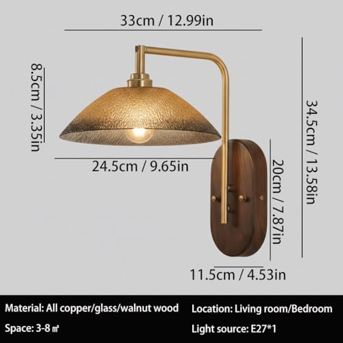 Aplique de pared moderno de nogal base E27 para iluminación de pasillo 6