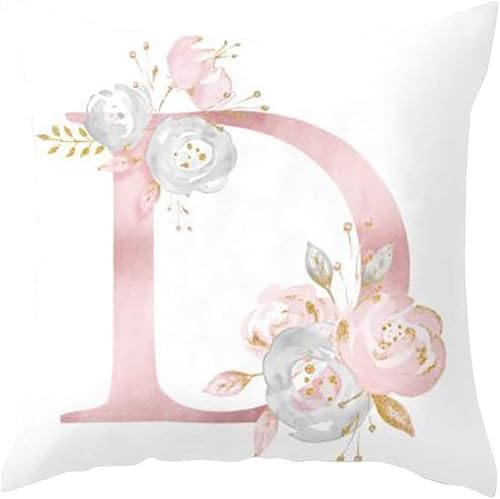 Bluelans Funda de almohada del alfabeto funda de cojín con letra inicial 18 x 18 pulgadas funda de cojín cuadrada decorativa para sofá dormitorio