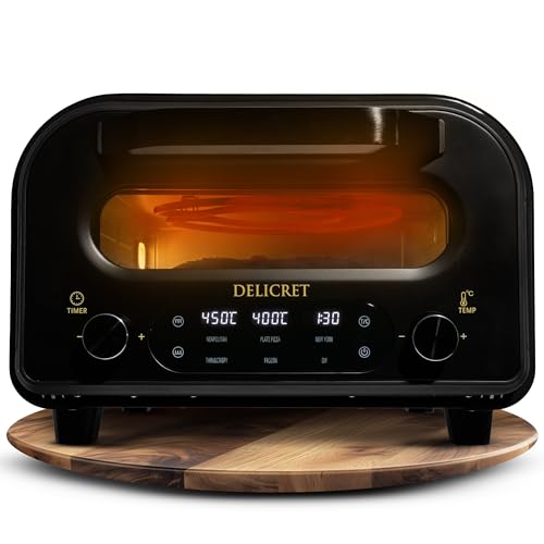 DELICRET elektrischer Pizzaofen 12\" - bis zu 450℃ - 1700 Watt - Backraumtemperatur und Steintemperatur getrennt einstellbar DELICRET elektrischer Pizzaofen 12\" - bis zu 450℃ - 1700 Watt - Backraumtemperatur und Steintemperatur getrennt einstellbar