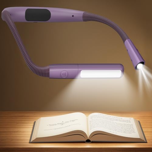 Image of Glocusent Bendable Neck Light, 100 Hours Reading Light for Book Lover Gifts | Hands-Free, Knitting, Crafting, Repairing, 5-Color, Stepless Dimming, Ergonomic, Rechargeable, Eye Care, Sleep Aid, Traveling