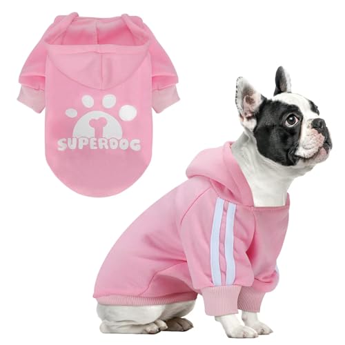 Dog Hoodie with Leash Hole, Pet Clothes Puppy Sweatshirt Dog Pullover Stylish Cat Apparel for Small Medium Dogs and Cats (Pink, Medium)