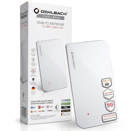 Oehlbach Scope Vision 5G DVB-T2 HD Antenne - Digitale Zimmerantenne - Aktiv DVB-T-Verstärker...