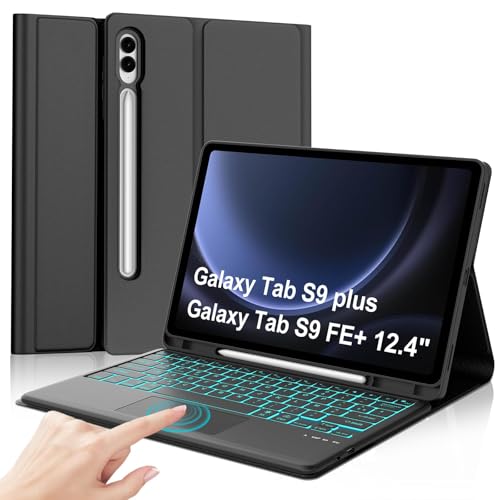 Coque clavier tactile Samsung Galaxy Tab S9 Plus Étui Bluetooth AZERTY Rétroéclairé 12.4"