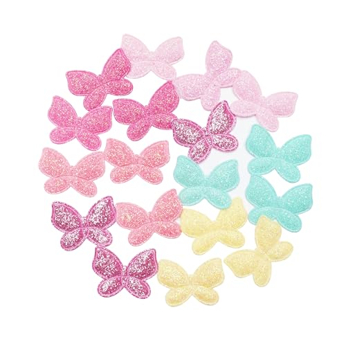 Glitter Butterfly Glue Back Hair Accessories Costume Accessories Hair Clips Elastic Accessories (18pcs Mixed Color Butterfly Patches)